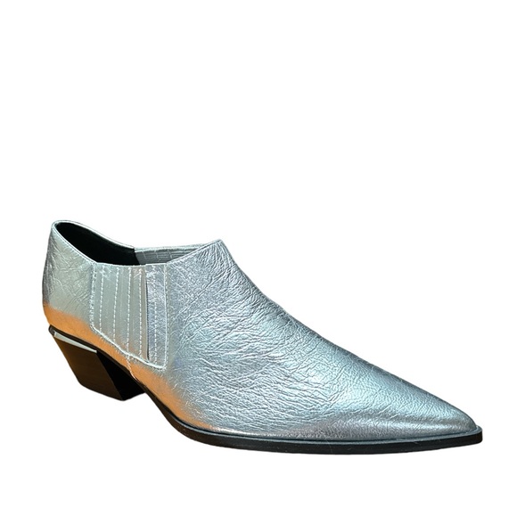 Calvin Klein New Silver Booties Cowboy Boots Western Women Size 6.5M Pointed Toe - Picture 9 of 11